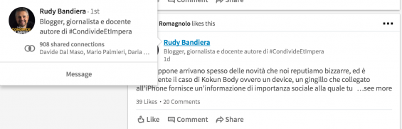 Linkedin PopUp Profilo