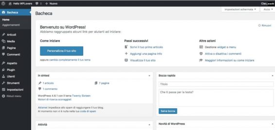 guida wordpress amministrazione