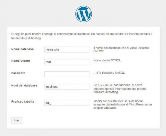 guida wordpress database