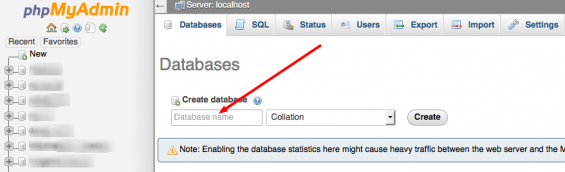 crea database con phpmyadmin
