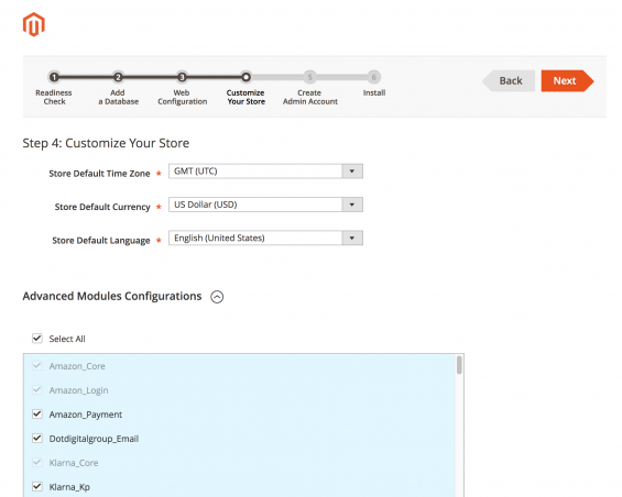 magento configurazione store