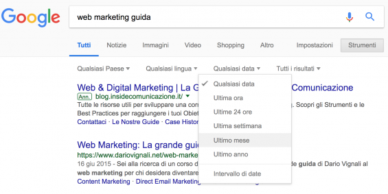 ricerca google strumenti