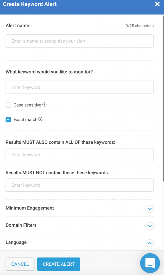 buzzsumo keyword alert