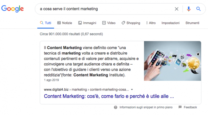 google featured snippet